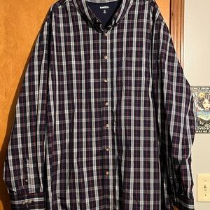 Kingsize Men's plaid Button-Down Shirt - Navy and Red